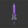 Purple Mythical Sword With Intricate Patterns Blue Silver Decorations And Gemstone Accent