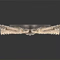 Classical Shield Shaped Sculpture Carving with Intricate Ornate Designs and Circular Base Decoration