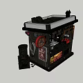 Coffee Kiosk With Neon Coffee Sign And Coffee Machine Display Items