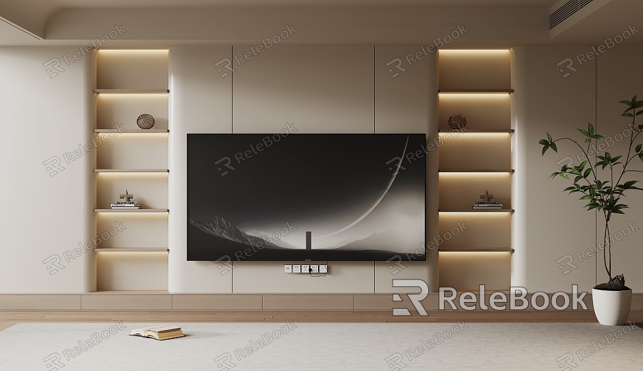 Modern TV Background Wall Cream Style TV Background Wall TV Cabinet TV model