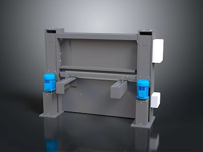 Industrial Mechanical Equipment With Gray Frame Blue Motors And White Panels 3d model