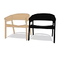 Two Modern Armchairs in Light and Black Colors with Minimalist Design