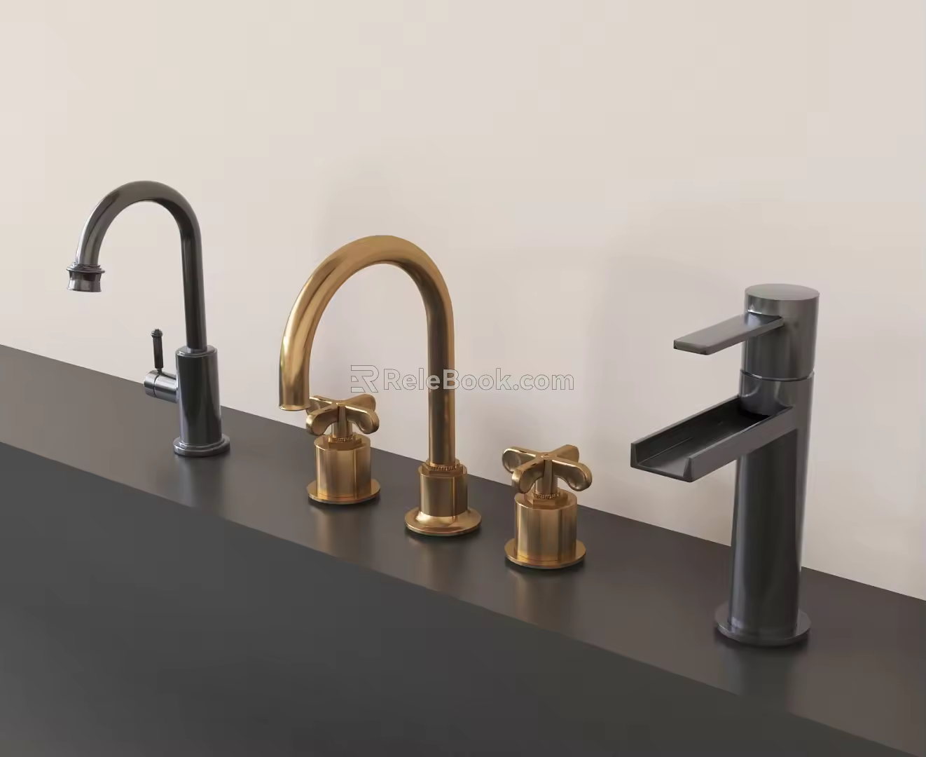 Modern faucet combination 3d model
