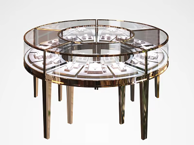 Modern Circular Glass Display Cabinet With Metal Legs And Transparent Jewelry Display Design 3d model