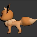 Pokémon Eevee Orange Character With Large Ears 3D Model Cartoon Style 3d model