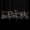 Modern Chandelier Structural Design With Metal Rods And Transparent Illuminated Elements 3d model