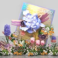 Vibrant Photo Check-in Spot With Colorful LOGO Backdrop Large Paper Flowers And Mixed Floral Decorations