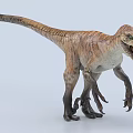 Realistic Brown And Beige Dinosaur Model With Open Mouth And Textured Skin On White Background