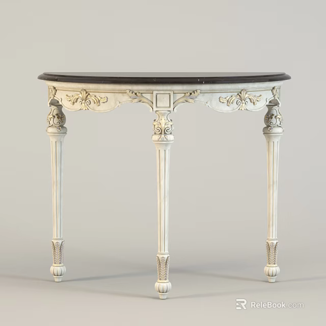 Elegant Vintage Side Table With Intricate Carved Legs And Smooth Dark Top 3d model 
