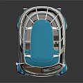 Retro Style Blue And White Compact Car With Transparent Windows And Vintage Design