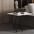 Modern Side Table With Marble Top And Black Metal Legs In Living Room