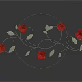 Intricate Floral Carving With Red Roses Silver Leaves And Curved Vines