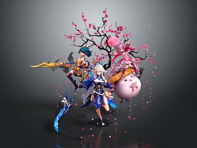 Cosplay Costume COSPLAY Costume Online Game Female Warrior Anime Costume Animation Costume 3d model