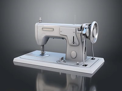 Classic Household Sewing Machine With Metal Body Stable Base And Rotating Wheel Design 3d model