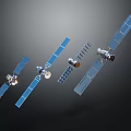Multiple Satellites With Solar Panels Antennas And Metallic Structures In Space