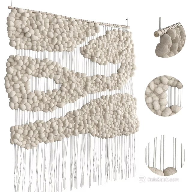 Handcrafted Macramé Wall Hanging Woven With Cotton Rope Tassels And Modern Design 3d model 