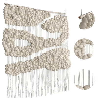 Handcrafted Macramé Wall Hanging Woven With Cotton Rope Tassels And Modern Design 3d model