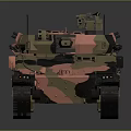 Military Camouflage Tank With Pink Brown Black Patterns And Top Equipment