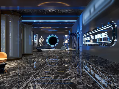 Futuristic KTV Interior Design With Neon Lights And Sci Fi Decor 3d model