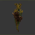 Natural Home Decor Branch with Green Leaves and Brown Pine Cones on Gray Background