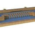 Stone Garden Water Feature With Cascading Steps And Small Green Plants