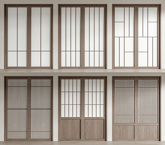 Japanese-style sliding door 3d model