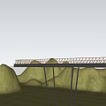 Modern Forest Walkway With Wooden Railings And People Walking In Blue Sky Natural Surroundings