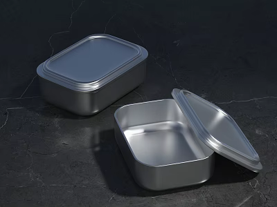 Aluminum lunch box lunch box cutlery 3d model