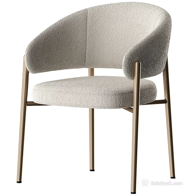 Modern Light Colored Upholstered Leisure Chair With Metal Frame And Armrest 3d model 