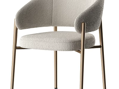 Modern Light Colored Upholstered Leisure Chair With Metal Frame And Armrest 3d model