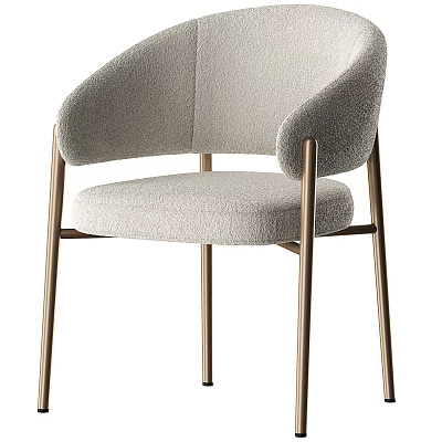 Modern Light Colored Upholstered Leisure Chair With Metal Frame And Armrest 3d model