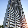 Modern High Rise Residential Building Exterior Design With Glass Windows And Balconies
