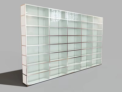 Entryway Side Cabinet White Modern Open Design with Glass Shelves and Storage 3d model