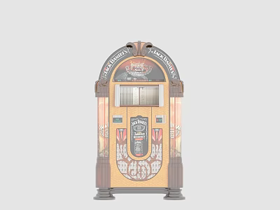 Vintage Jukebox Decorative Ornament Set with Wooden Frame Metal Accents and Retro Design 3d model