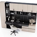 Modern simple desk and chair combination 3d model