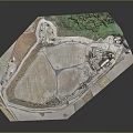 Detailed Ancient Ruins Model With Stone Walls Structural Layout And Green Vegetation Areas