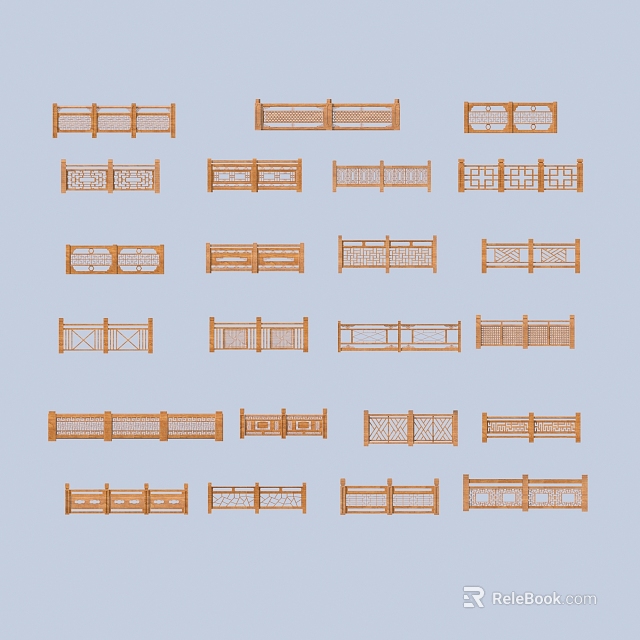 Various Railings Designs with Multiple Patterns Intricate Details and Classic Styles 3d model 