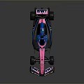 Formula Racing Car With Pink And Blue Livery BW Logo Aerodynamic Design