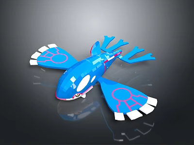 Blue Toy Model With Pink And White Decorative Wings And Patterns 3d model
