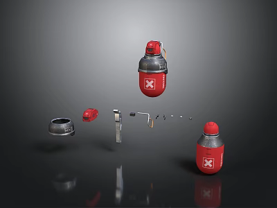 Red Thermos Flask With Detachable Lid Straw And Seal Ring Components 3d model