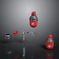 Red Thermos Flask With Detachable Lid Straw And Seal Ring Components