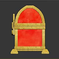 Brown and Red Wooden Treasure Chests With Golden Trim Locks Star Embellishment and Golden Feet