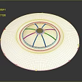 Futuristic Character Operating Transparent Circular Device With Blue Ring And Geometric Patterns