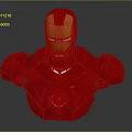 Iron Man Bust With Red Armor Gold Helmet Glowing Eyes And Arc Reactor