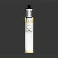 Sleek White And Gold Vaping Device With Transparent Tank And Modern Design
