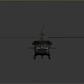 Dark Green Military Utility Helicopter With Main Rotor Blades And Landing Gear