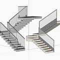 Modern Staircase Design With Glass Railing Metal Handrail And Wooden Steps