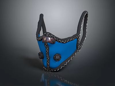 Stylish Blue Face Mask With Black Straps White Stitching And Adjustable Features 3d model
