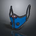 Stylish Blue Face Mask With Black Straps White Stitching And Adjustable Features