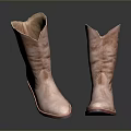 Pink Leather Boots With Wrinkled Design Red Sole And Soft Lining 3d model